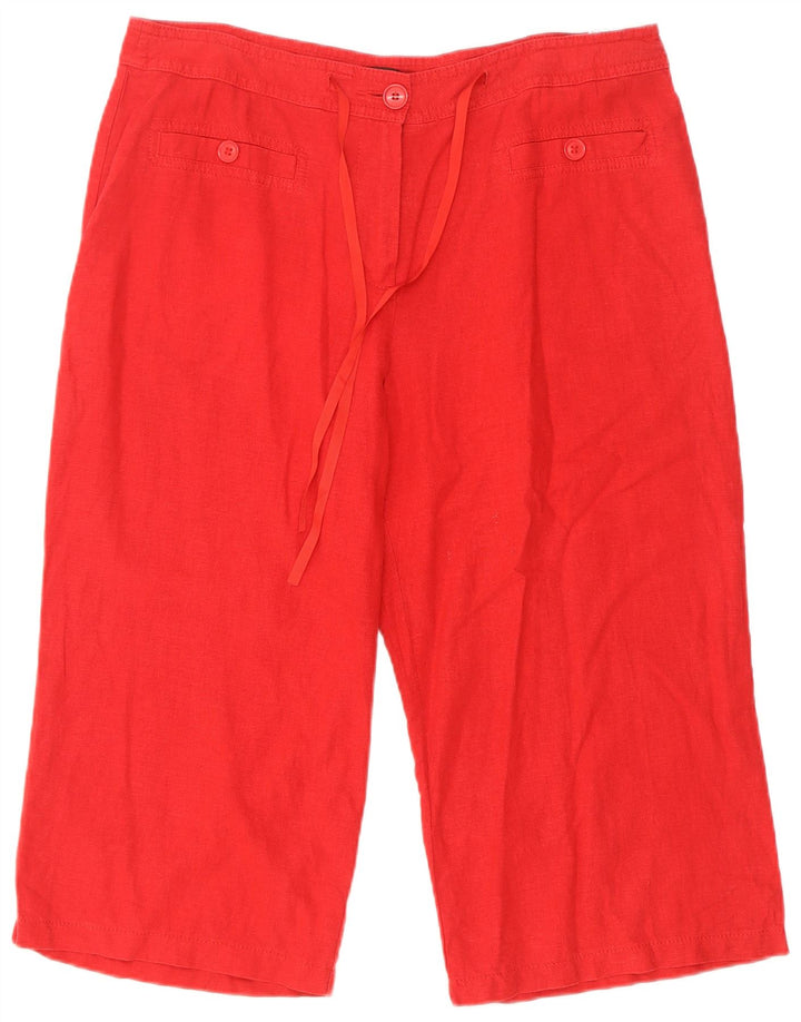 Marks & Spencer Womens Bermuda Shorts UK 16 Large W34 Red Linen