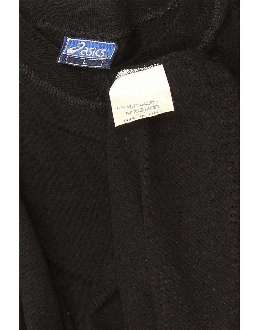 Asics Mens Top Long Sleeve Large Black Cotton
