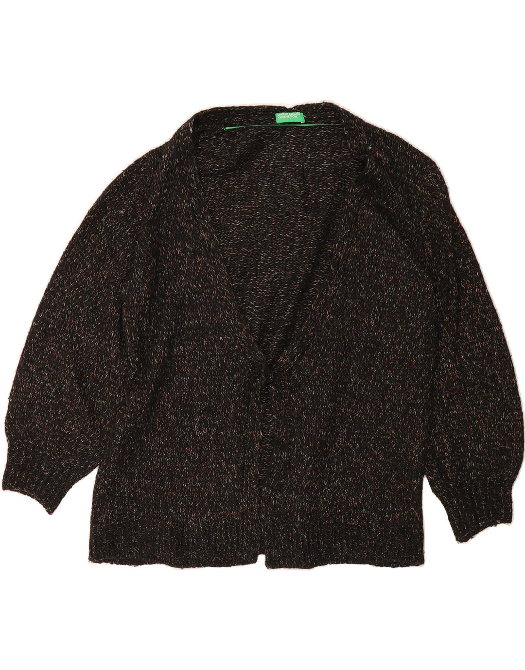 BENETTON Womens Cardigan Sweater UK 14 Large Black Flecked Vintage Benetton and Second-Hand Benetton from Messina Hembry 