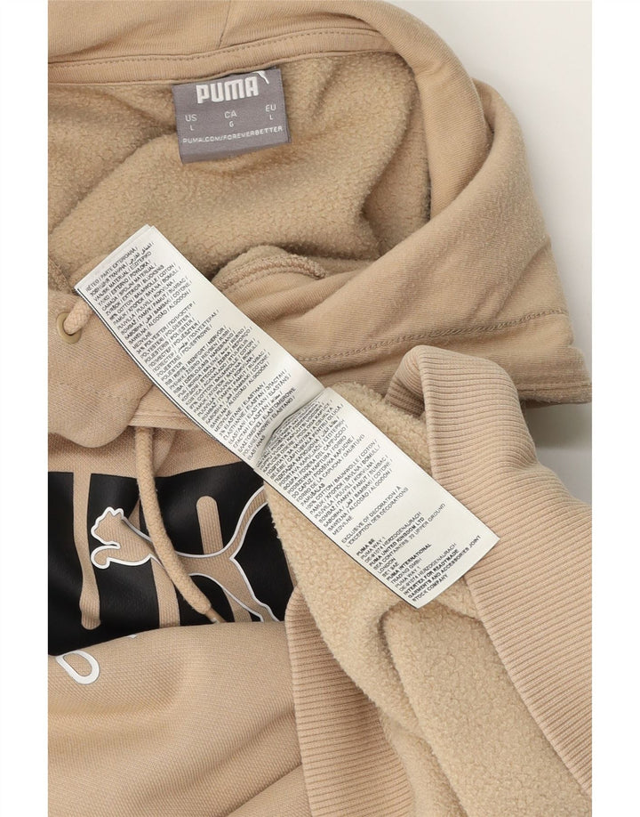 Puma Mens Graphic Hoodie Jumper Large Beige Cotton