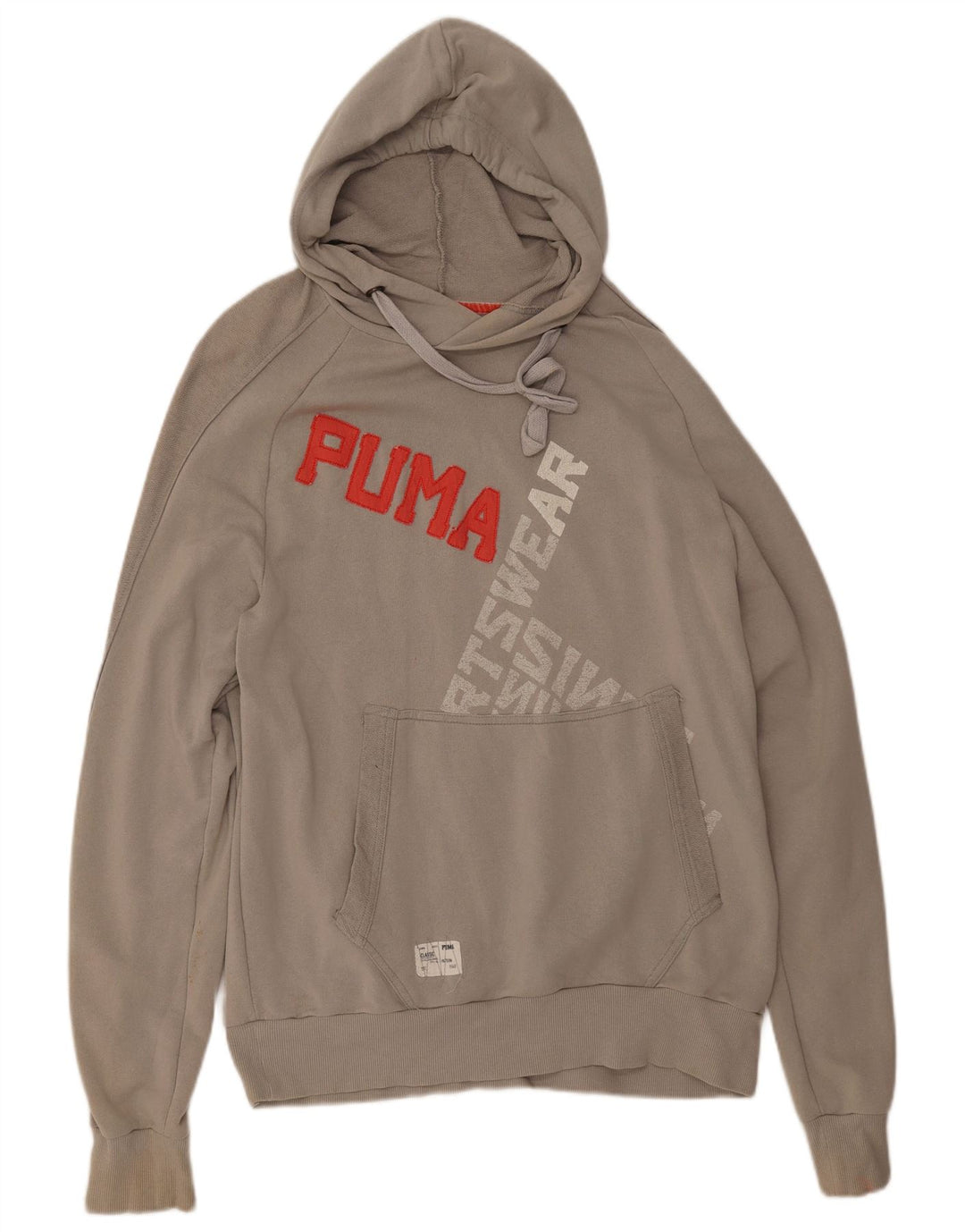 PUMA Mens Graphic Hoodie Jumper Large Grey Cotton