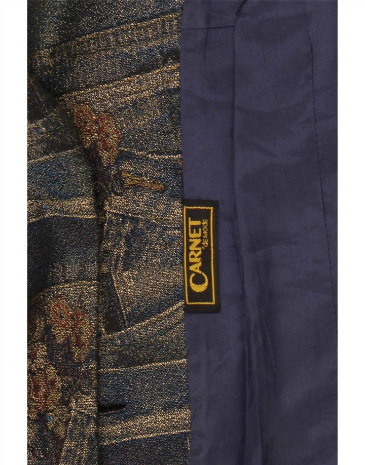 Carnet Womens 3 Button Blazer Jacket UK 14 Medium Navy Blue Floral