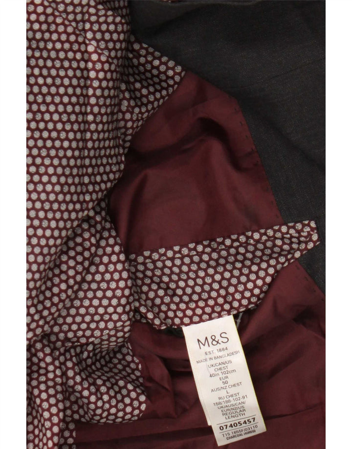 Marks & Spencer Mens Regular Fit 2 Button Blazer Jacket UK 40 Large Grey