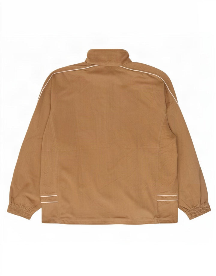 Diadora Mens Velour Tracksuit Top Jacket IT 56 2XL Beige Polyester