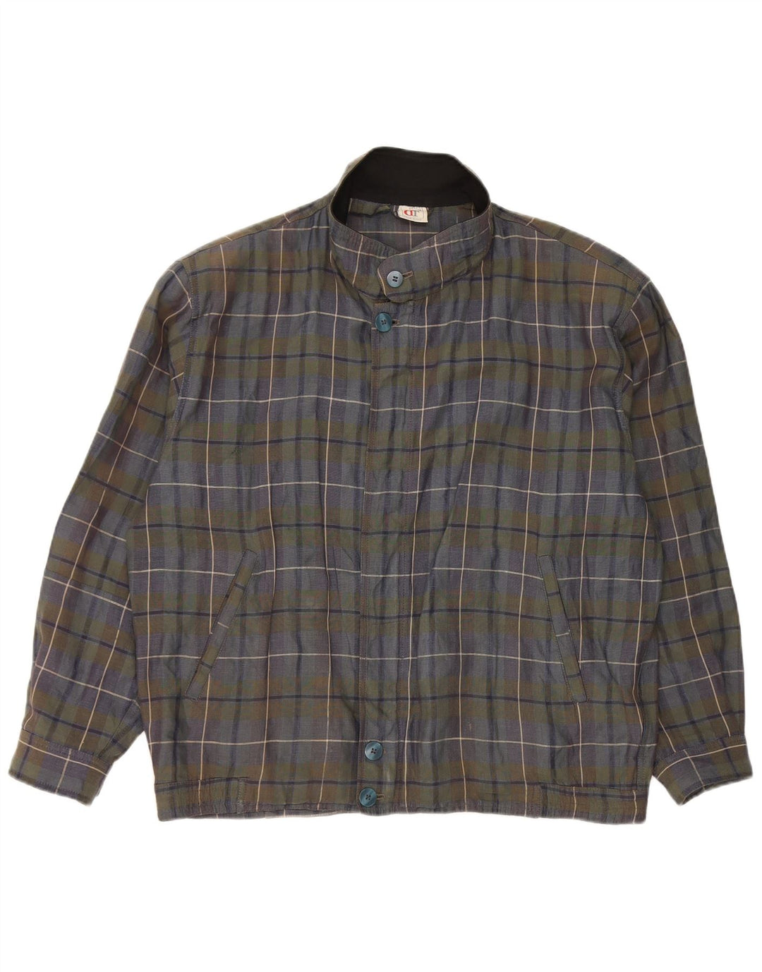 Belfe Mens Bomber Jacket UK 40 Large Navy Blue Check