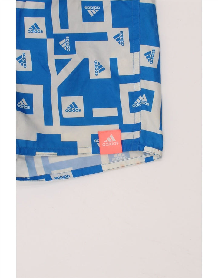 ADIDAS Boys Graphic Sport Shorts 9-10 Years Blue Vintage Adidas and Second-Hand Adidas from Messina Hembry 