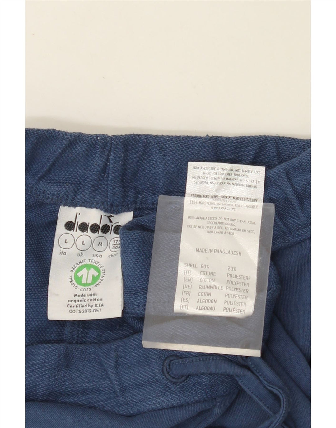 DIADORA Womens High Waist Sport Shorts UK 14 Large  Blue Cotton