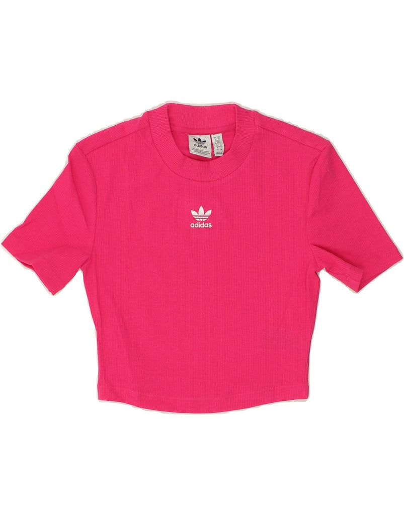 ADIDAS Womens Crop T-Shirt Top UK 6 XS Pink Cotton | Vintage Adidas | Thrift | Second-Hand Adidas | Used Clothing | Messina Hembry 