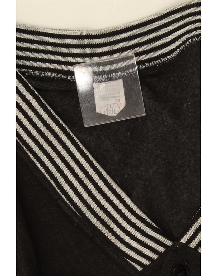 Vintage Mens Graphic Cardigan Sweater Medium Black
