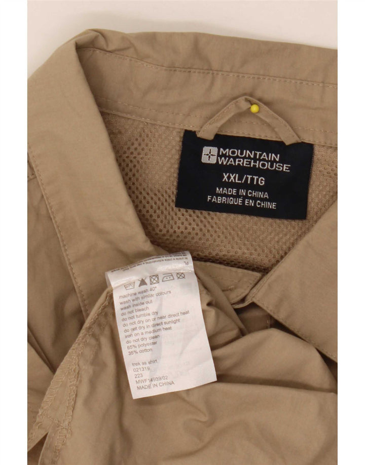 Mountain Warehouse Mens Short Sleeve Shirt 2XL Beige Polyester