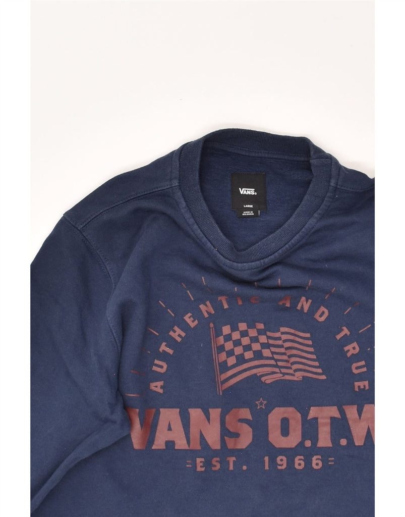 VANS Boys Graphic Sweatshirt Jumper 12-13 Years Large Navy Blue | Vintage Vans | Thrift | Second-Hand Vans | Used Clothing | Messina Hembry 