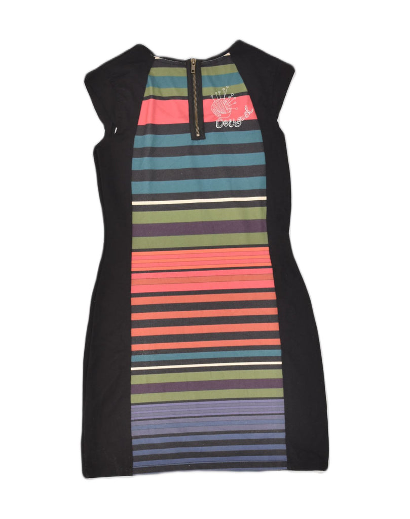 DESIGUAL Womens Sheath Dress UK 12 Medium Black Striped Polyester | Vintage Desigual | Thrift | Second-Hand Desigual | Used Clothing | Messina Hembry 