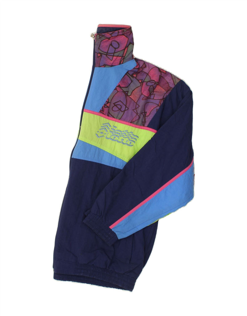 LOTTO Mens Tracksuit Top Jacket XL Navy Blue Colourblock Nylon Vintage Lotto and Second-Hand Lotto from Messina Hembry 