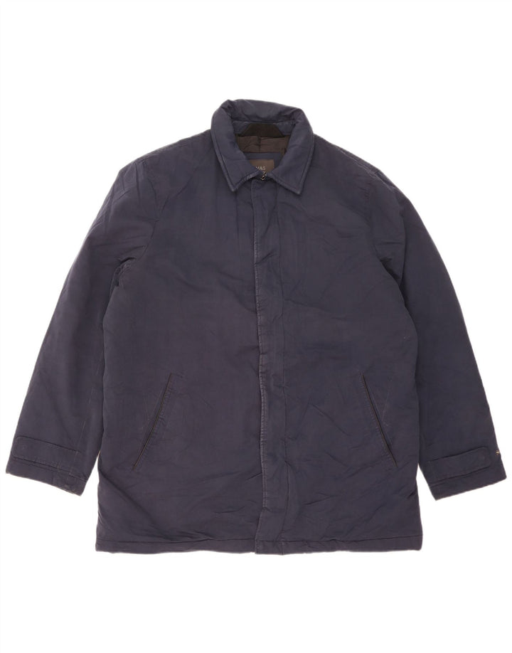 Marks & Spencer Mens Windbreaker Jacket UK 40 Large Navy Blue Polyester