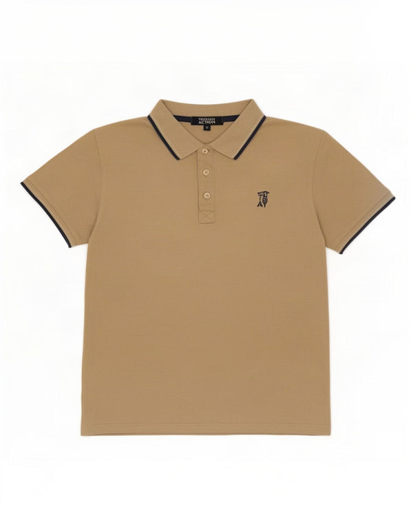 Trussardi Mens Polo Shirt Medium Beige Cotton