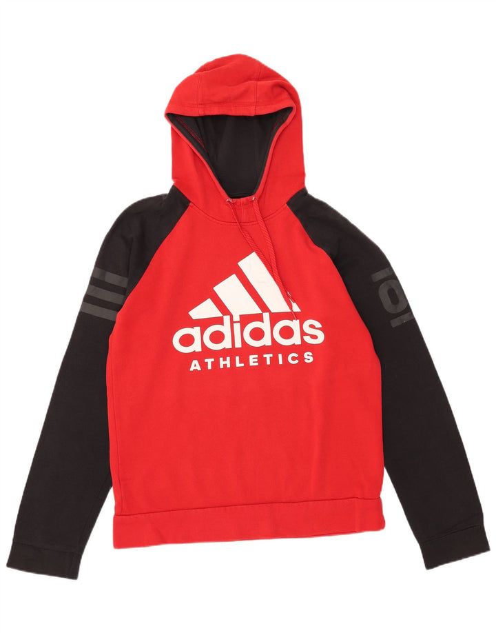 Adidas Mens Graphic Hoodie Jumper Medium Red Colourblock