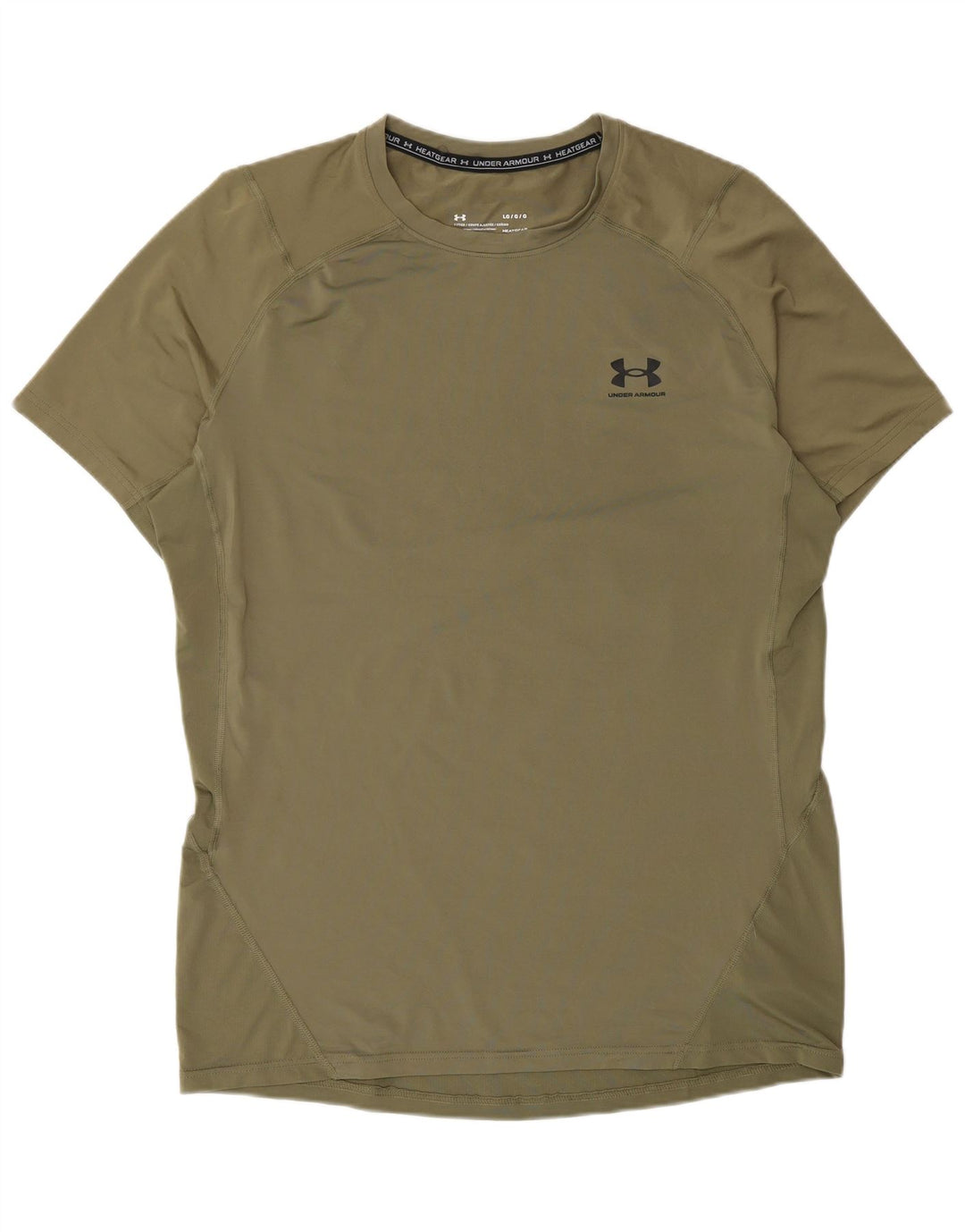 Under Armour Mens Heat Gear T-Shirt Top Large Khaki Polyester