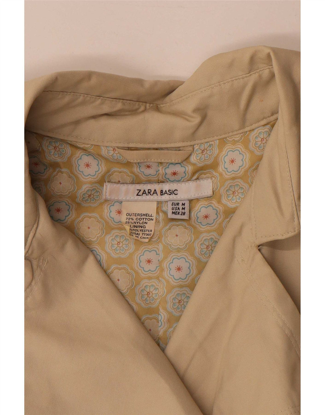 Zara Womens Trench Coat UK 14 Medium Beige Cotton