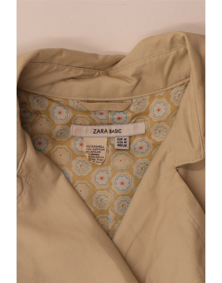 Zara Womens Trench Coat UK 14 Medium Beige Cotton