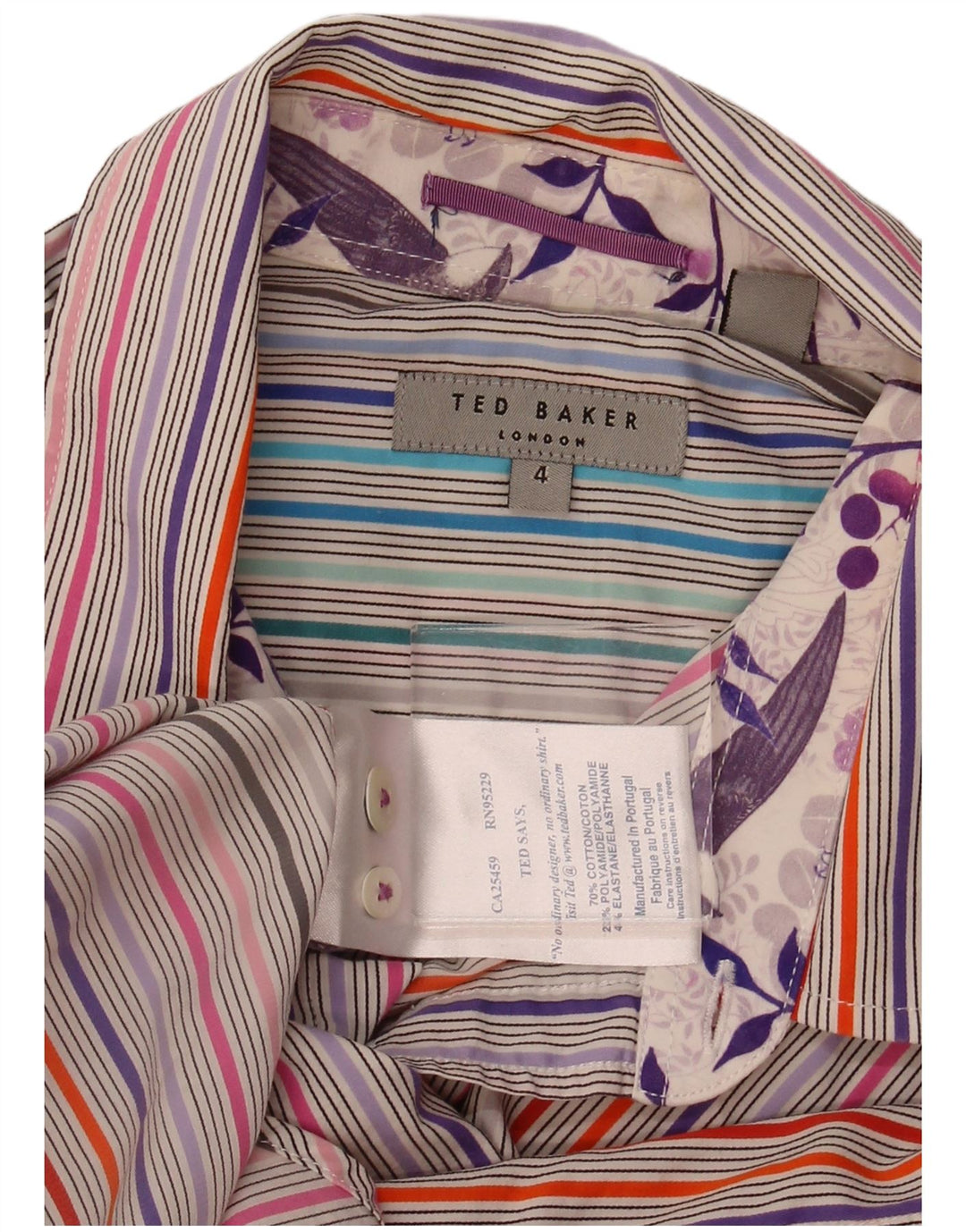 TED BAKER Mens Shirt Size 4 Large Multicoloured Striped Cotton