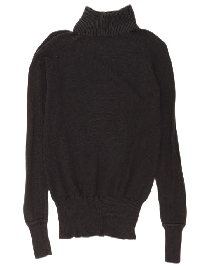 Zara Womens Roll Neck Jumper Sweater UK 14 Medium Navy Blue Cotton