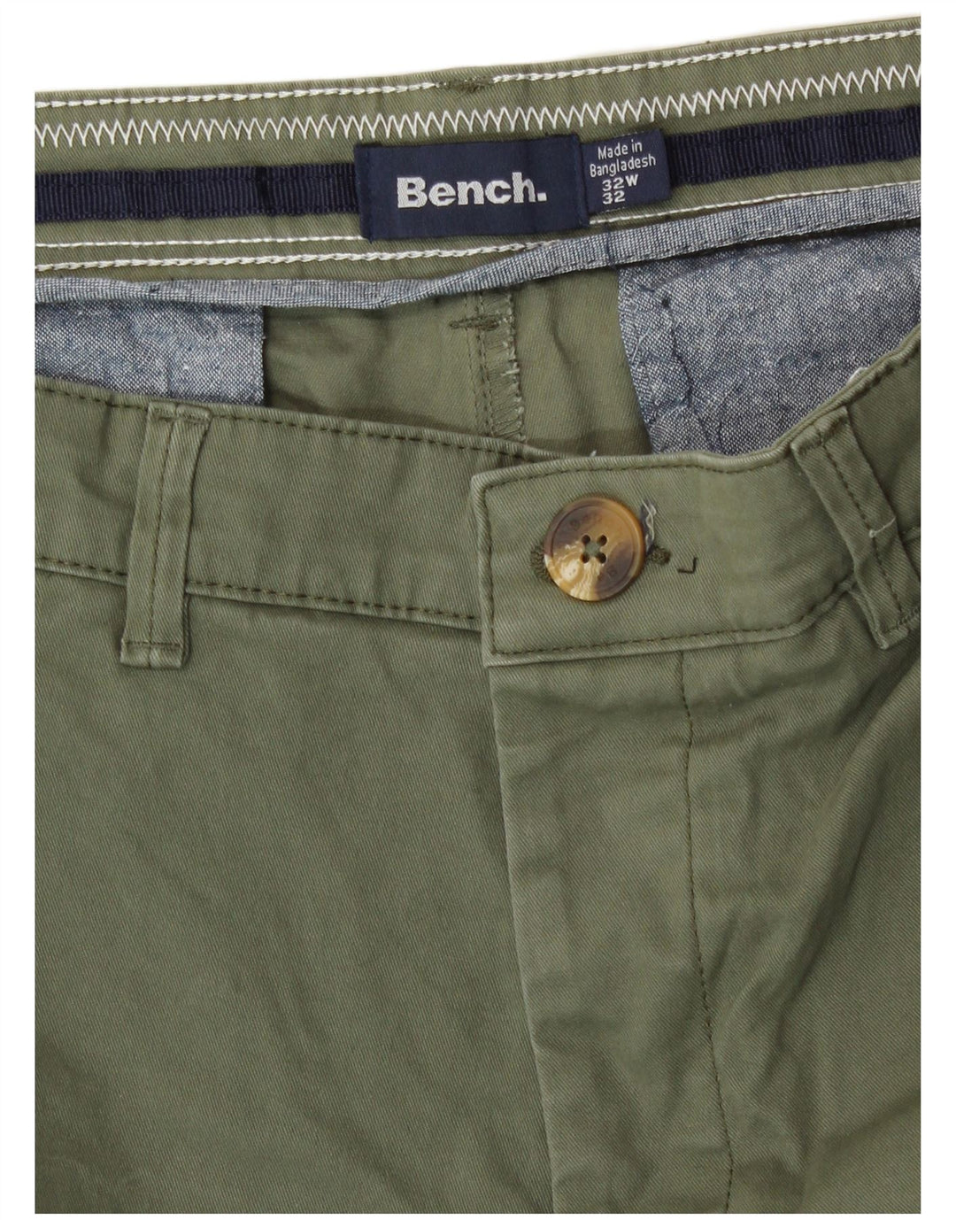 Bench Mens Chino Shorts W32 Medium Khaki Cotton