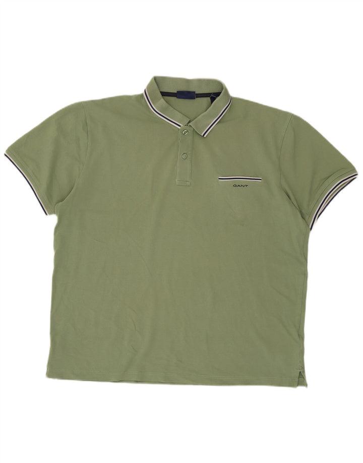 Gant Mens Polo Shirt 2XL Green Striped Cotton