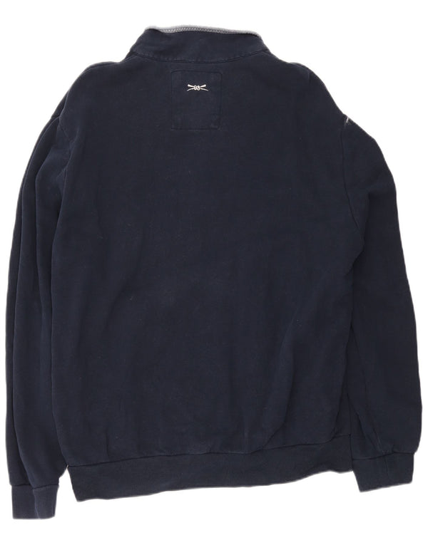 Crew Clothing Mens Zip Neck Sweatshirt Jumper XL Navy Blue Cotton