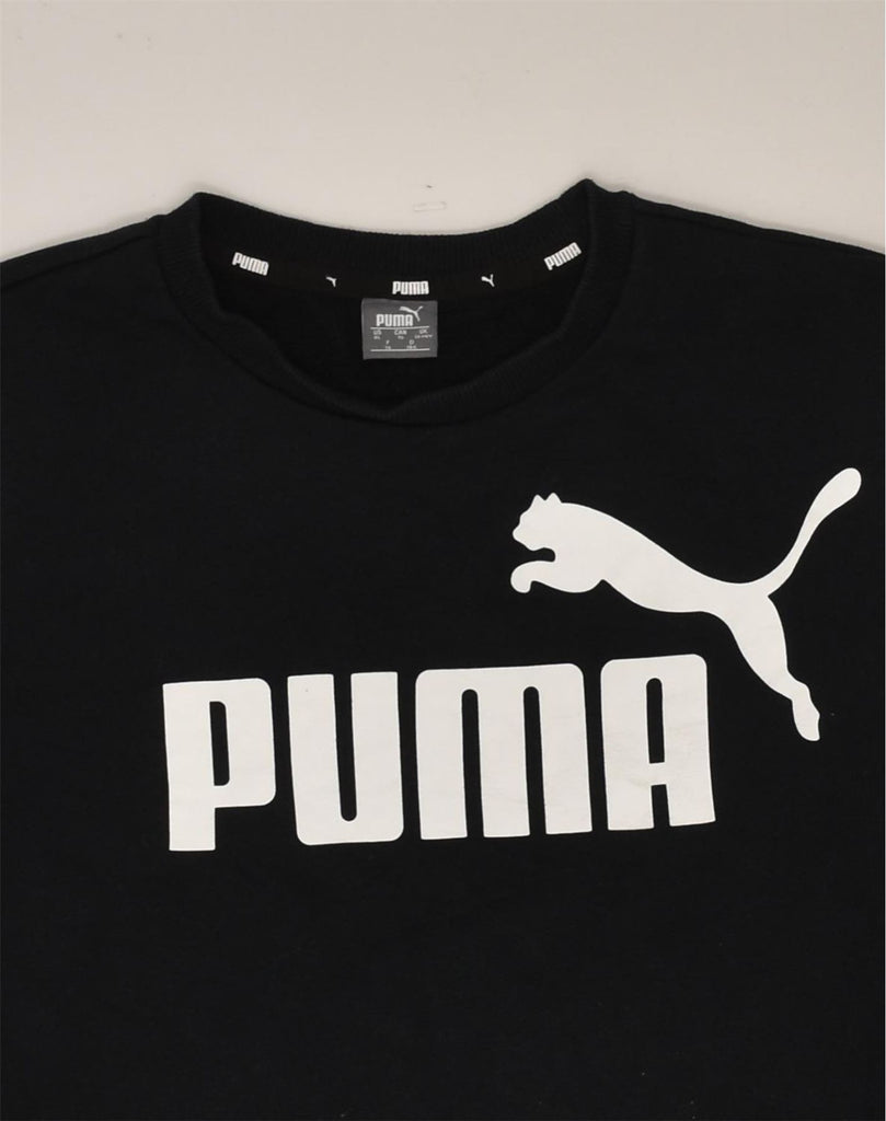 PUMA Boys Graphic Sweatshirt Jumper 13-14 Years Navy Blue Cotton | Vintage Puma | Thrift | Second-Hand Puma | Used Clothing | Messina Hembry 