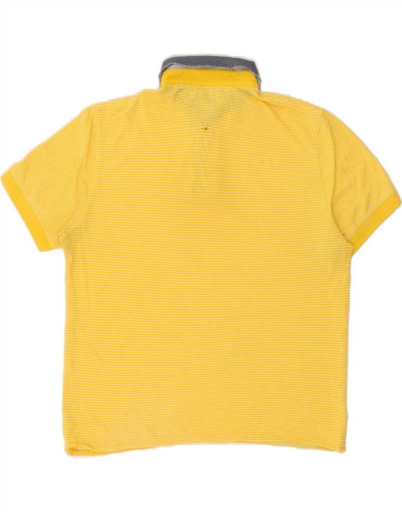 TOMMY HILFIGER Mens Custom Fit Polo Shirt Large Yellow Striped | Vintage Tommy Hilfiger | Thrift | Second-Hand Tommy Hilfiger | Used Clothing | Messina Hembry 