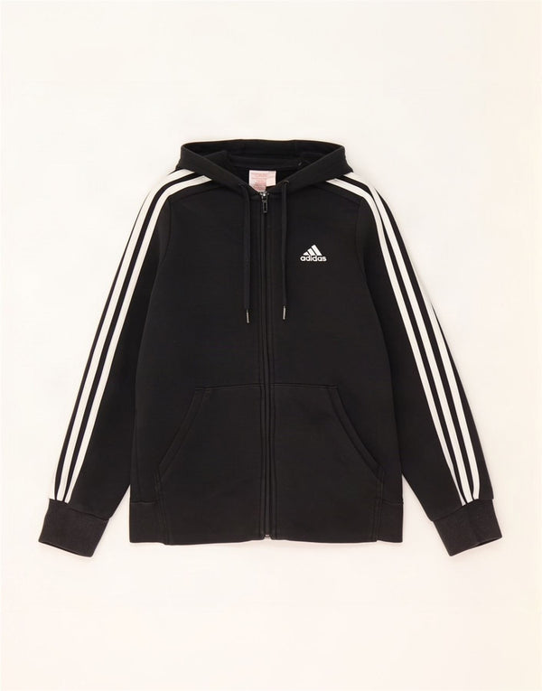 Adidas Boys Zip Hoodie Sweater 14-15 Years Black Polyester