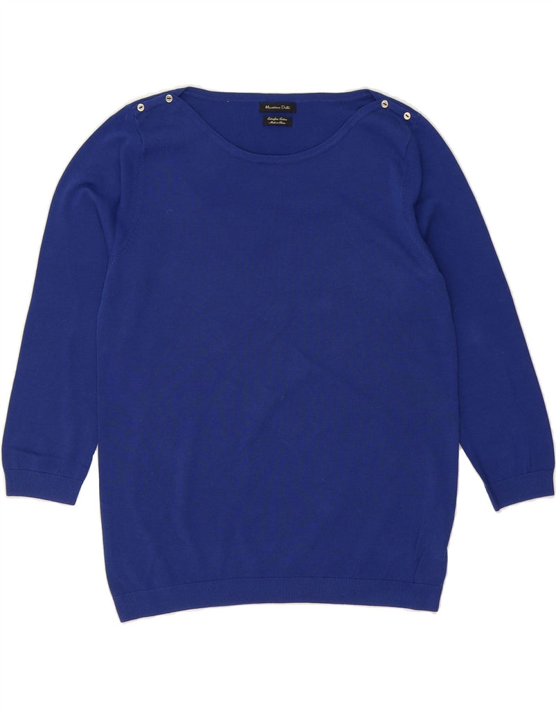 MASSIMO DUTTI Womens 3/4 Sleeve Boat Neck Jumper Sweater UK 12 Medium Blue Vintage Massimo Dutti and Second-Hand Massimo Dutti from Messina Hembry 