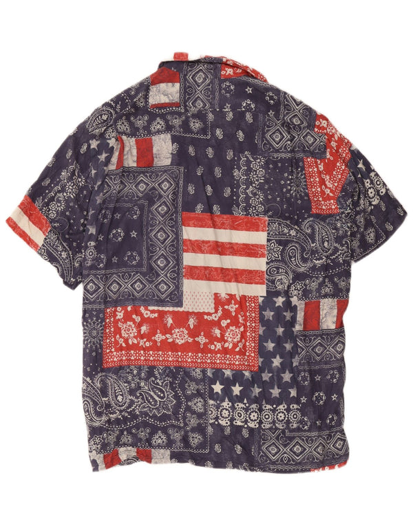Polo Ralph Lauren Mens Short Sleeve Shirt Large Navy Blue Patchwork