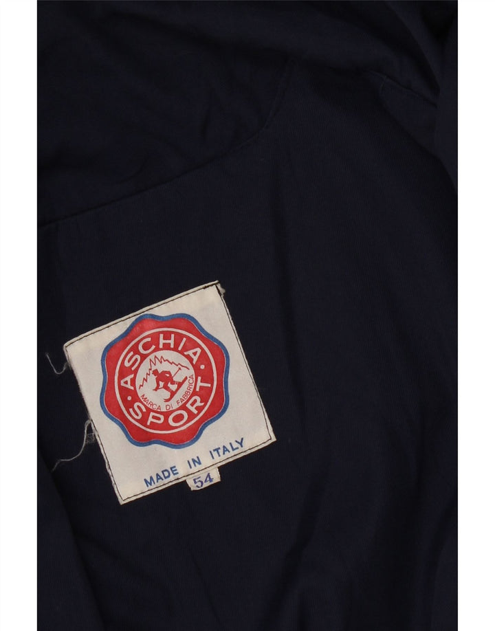 Vintage Mens Hooded Utility Jacket IT 54 2XL Navy Blue