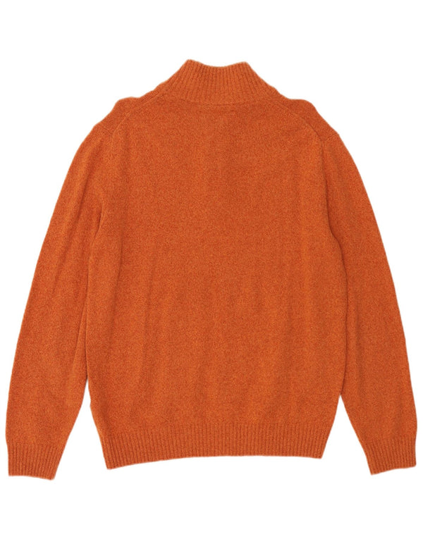 Marlboro Classics Mens Zip Neck Jumper Sweater Large Orange Wool