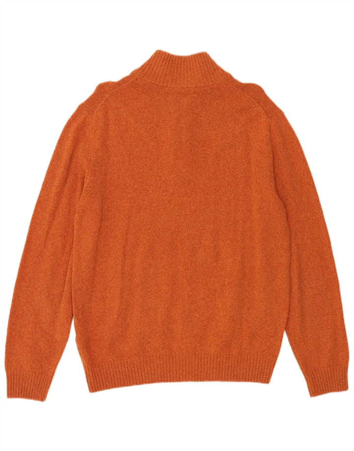 Marlboro Classics Mens Zip Neck Jumper Sweater Large Orange Wool