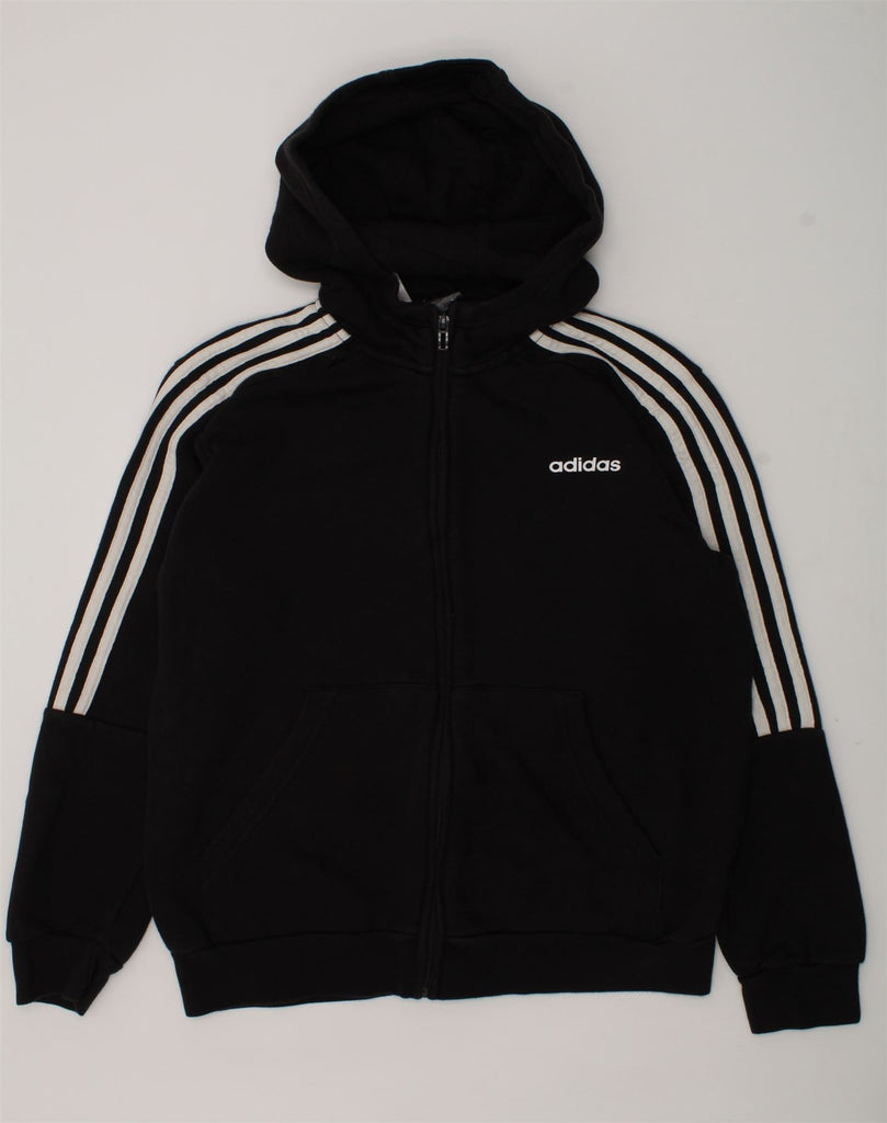 ADIDAS Boys Zip Hoodie Sweater 13-14 Years Black Cotton | Vintage Adidas | Thrift | Second-Hand Adidas | Used Clothing | Messina Hembry 