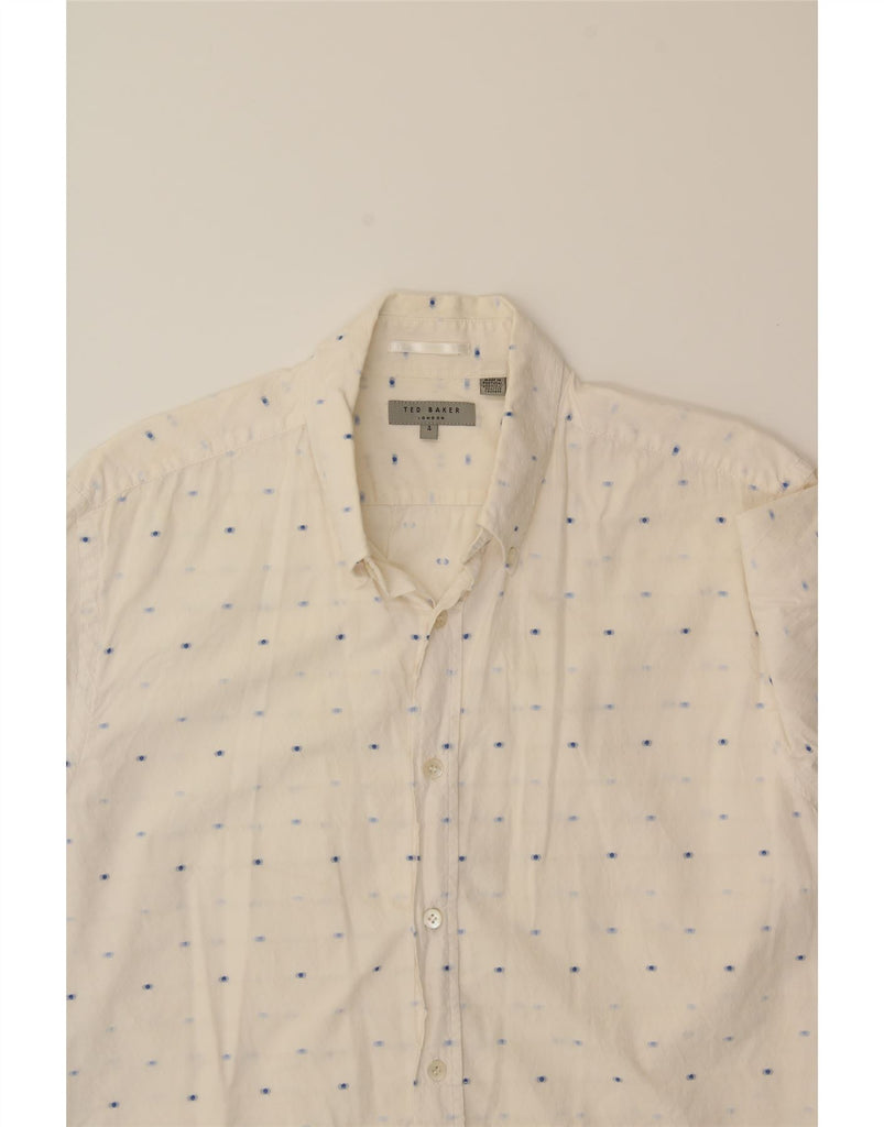 TED BAKER Mens Short Sleeve Shirt Size 4 Large White Spotted Vintage Ted Baker and Second-Hand Ted Baker from Messina Hembry 