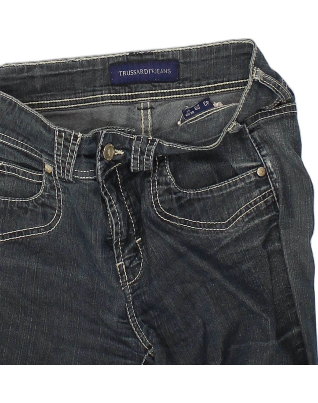 TRUSSARDI Womens Tapered Jeans W27 L28 Blue Cotton | Vintage Trussardi | Thrift | Second-Hand Trussardi | Used Clothing | Messina Hembry 