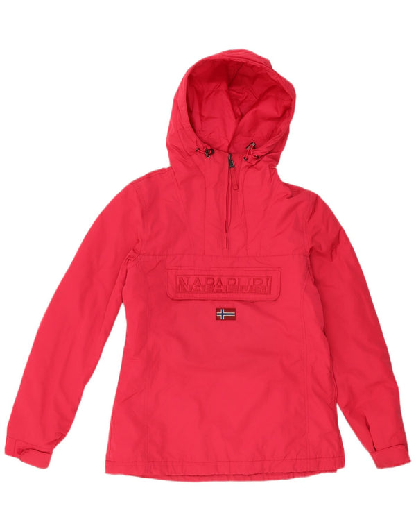 Napapijri Womens Oversized Graphic Hooded Anorak Jacket UK 10 Small Red