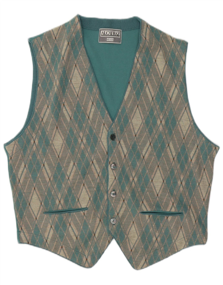 Alcatraz Mens Waistcoat Medium Blue Argyle/Diamond Acrylic