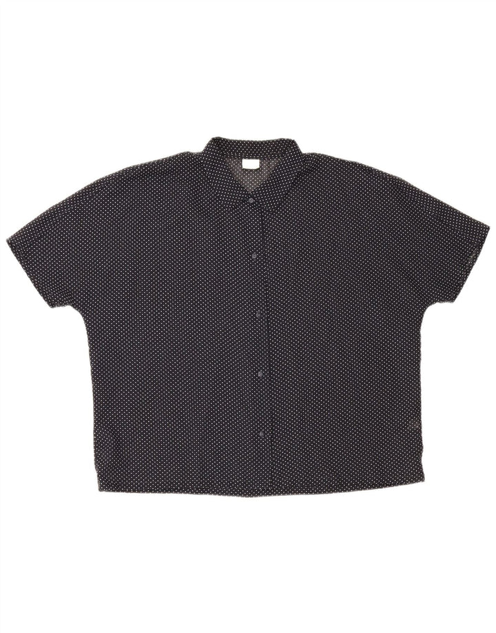 Benetton Womens Short Sleeve Shirt UK 20 2XL Black Spotted Polyester