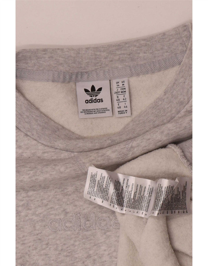 Adidas Womens Oversized Sweatshirt Jumper UK 14 Large Grey Cotton