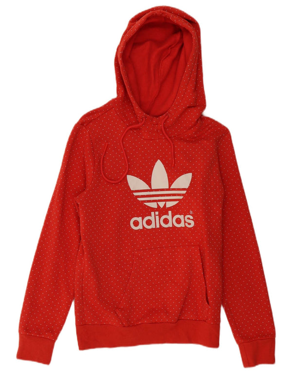 Adidas Womens Graphic Hoodie Jumper UK 10 Small Red Spotted Cotton