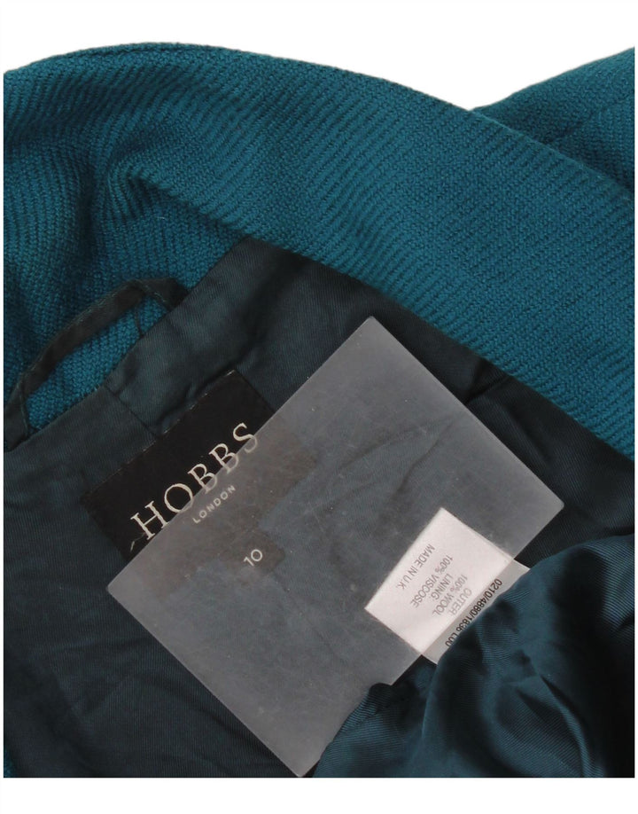 Hobbs Womens Crop 2 Button Blazer Jacket UK 10 Small Blue Wool