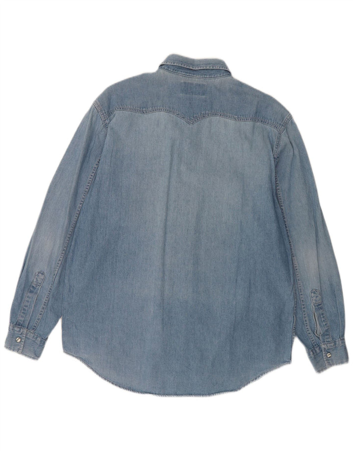 Vintage Mens Denim Shirt Medium Blue Cotton