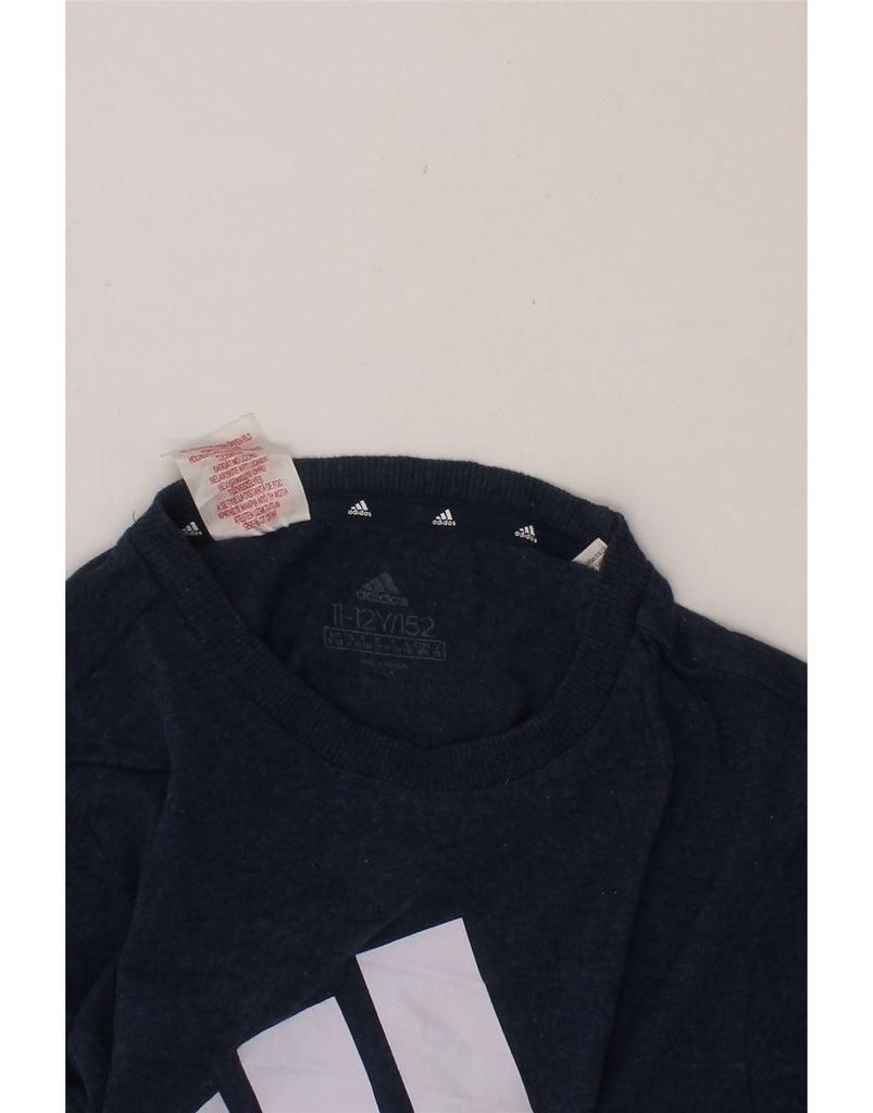 ADIDAS Boys Graphic T-Shirt Top 11-12 Years Navy Blue Vintage Adidas and Second-Hand Adidas from Messina Hembry 