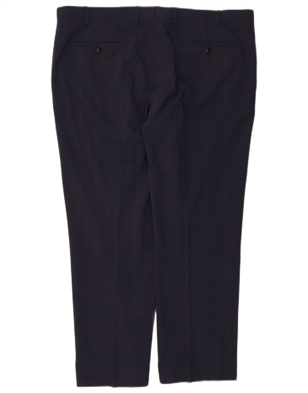 Marks & Spencer Mens Regular Suit Trousers W42 L29 Navy Blue Check Wool