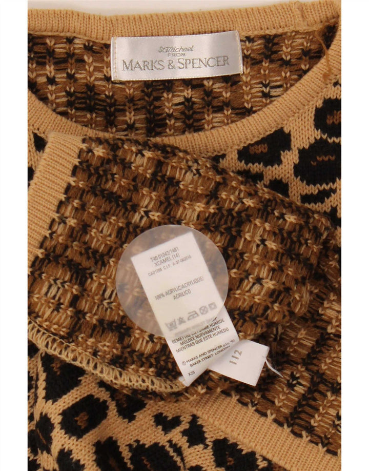 Marks & Spencer Womens Crew Neck Jumper Sweater UK 14 Large Brown