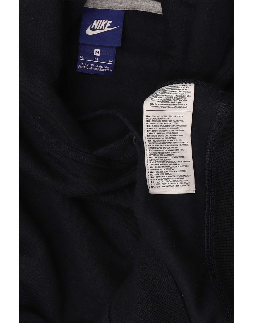 Nike Mens Hoodie Jumper Medium Navy Blue Cotton